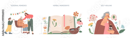 homeopathy. Flat Vector Illustration