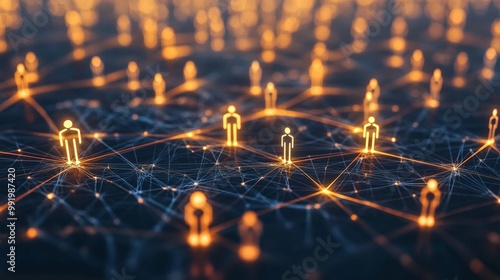 connections between silhouettes (figures) of people or businessmen