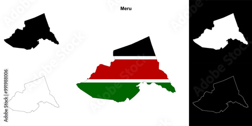 Meru county outline map set