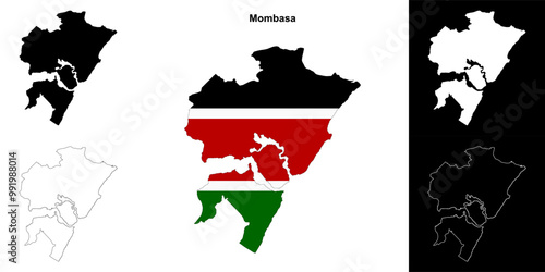Mombasa county outline map set