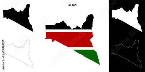 Migori county outline map set