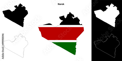 Narok county outline map set