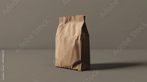 A lifelike, brown paper bag for coffee, food, or other items, created using 3D modeling.