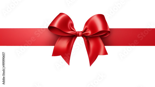 red silk bow wrapping for gifts,  isolated on transparent background, png