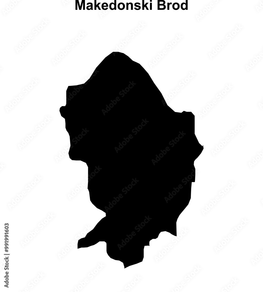 Makedonski Brod municipality blank outline map Makedonski Brod municipality blank outline map