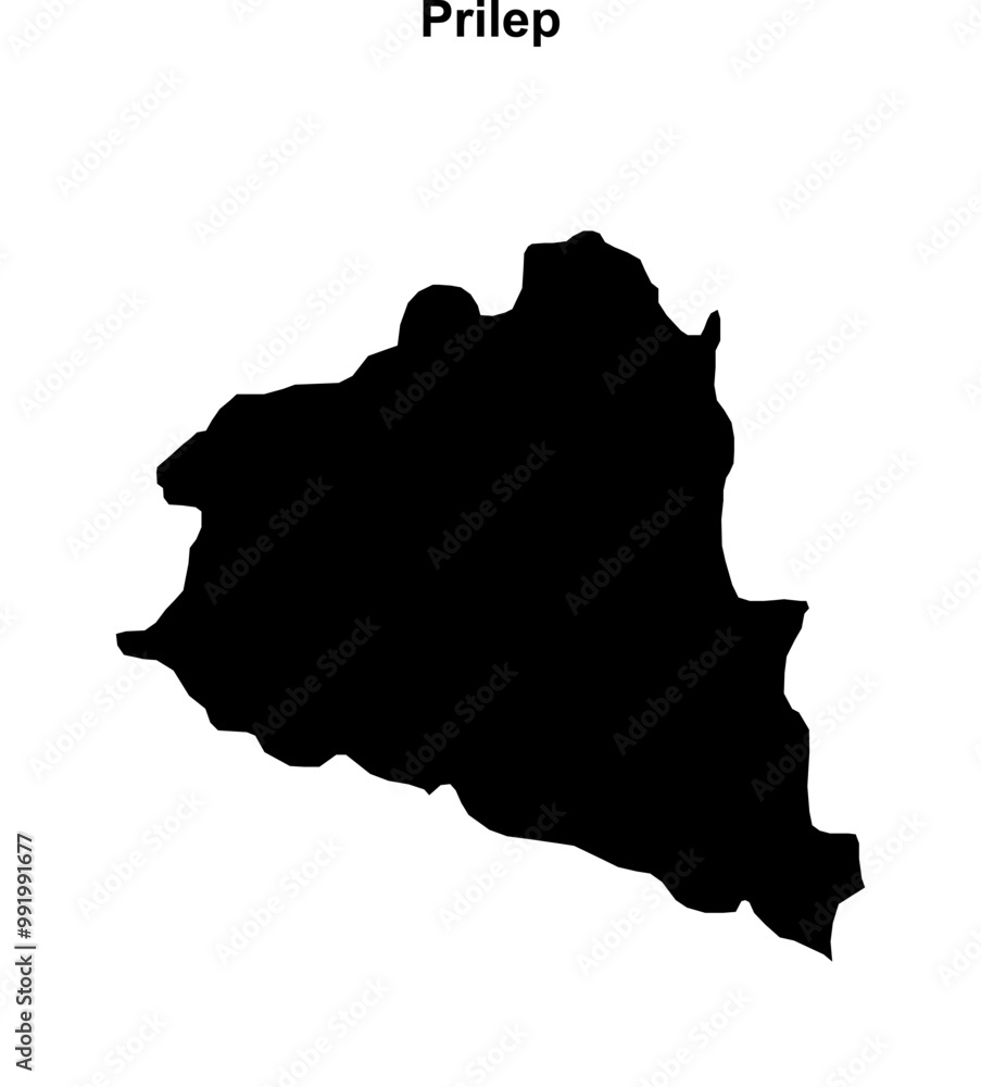 Naklejka premium Prilep municipality blank outline map