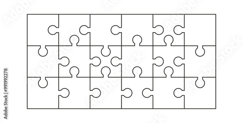Puzzle Pieces Isolated on White Background. Vector template jigsaw puzzle PNG