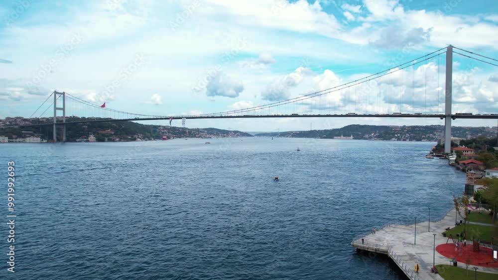 Istanbul, Turkey. Istanbul Bosphorus Bridge aerial view. Drone shot. Istanbul, Turkey. Istanbul Bosphorus Bridge aerial view. Drone shot.