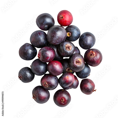  Pome Fruits - Serviceberry. A handful of Serviceberries arranged in a small pile, isolated on transparent backdrop. photo