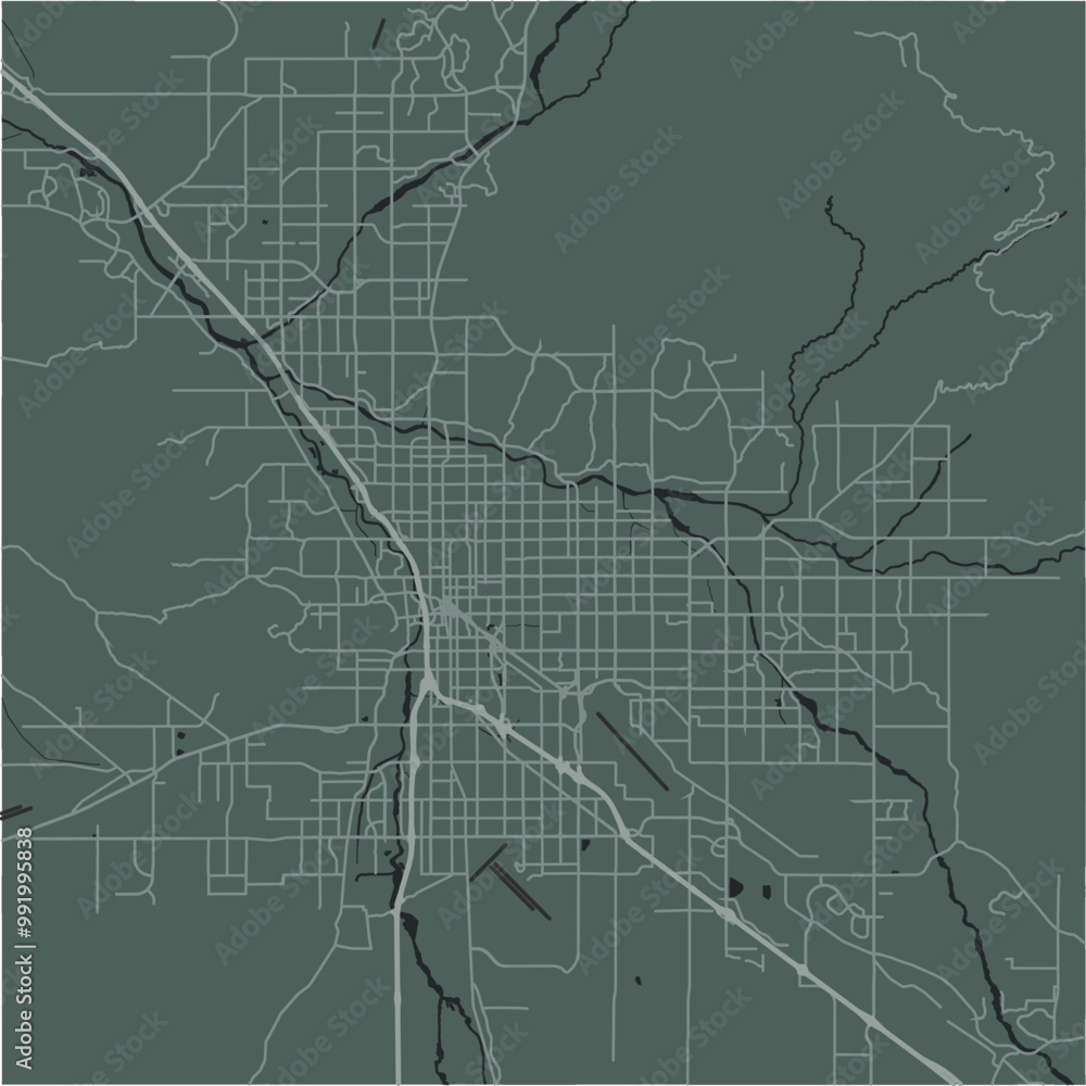 Fototapeta premium Map of Tucson in Arizona in a smooth dark style. Contains layered vector with roads water, parks, etc.