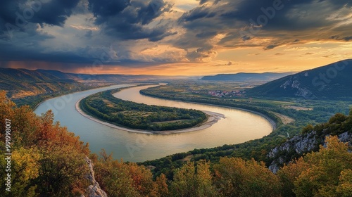 Danube view in Hungary's Visegrad-Esztergom bend