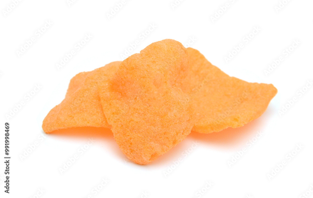 Fresh crunchy crab crackers on white background Fresh crunchy crab crackers on white background