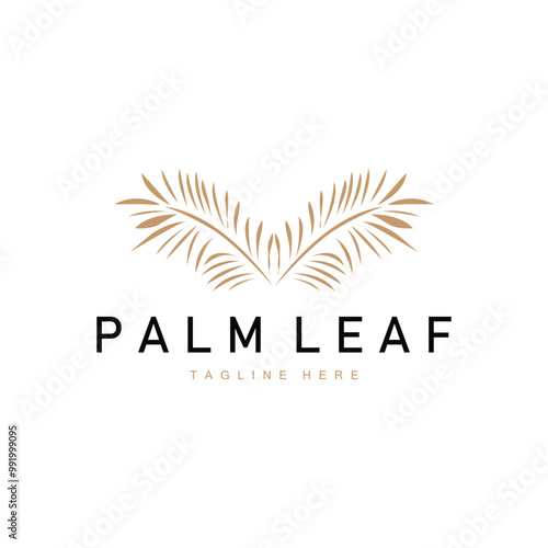 Palm Leaf Logo, Green Plant Design Vector Illustration Template