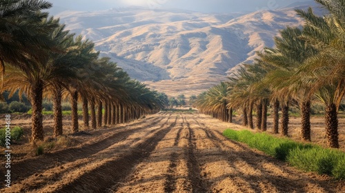 Date palms planted in Jordan Valley, Israel photo