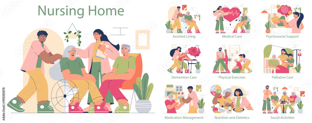 Nursing Home. Flat Vector Illustration Nursing Home. Flat Vector Illustration