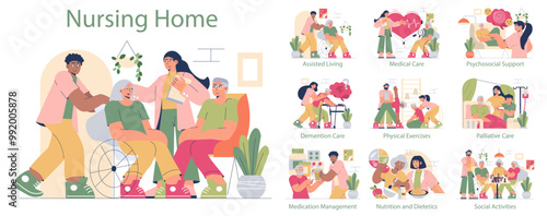 Nursing Home. Flat Vector Illustration