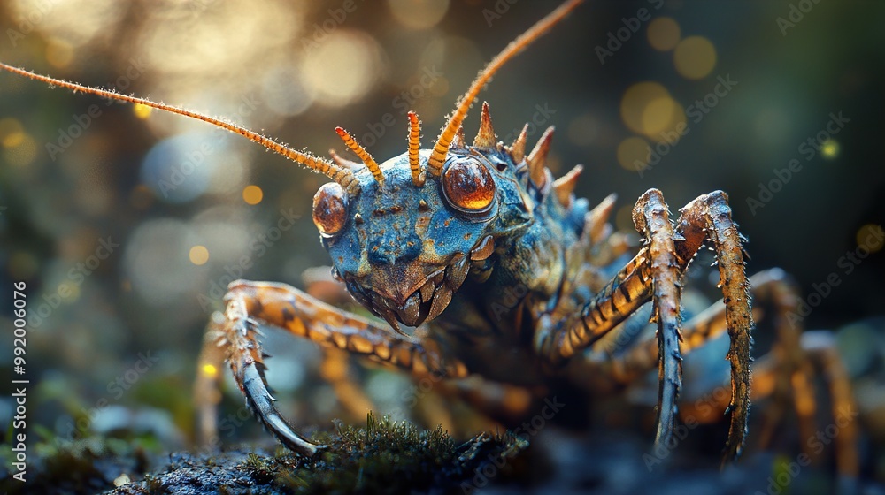 Close-up of a Spiky Insect with Golden Eyes Close-up of a Spiky Insect with Golden Eyes