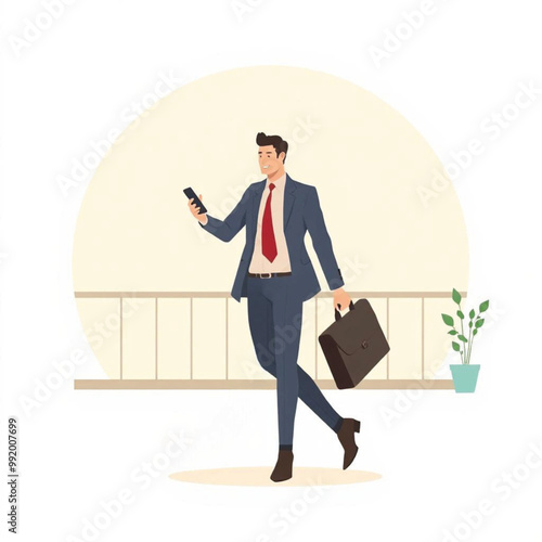 Businessman walking Flat vector illustration