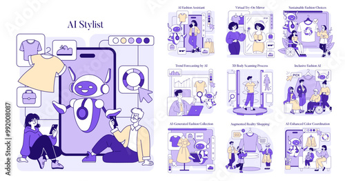 Ai Stylist. Flat Vector Illustration