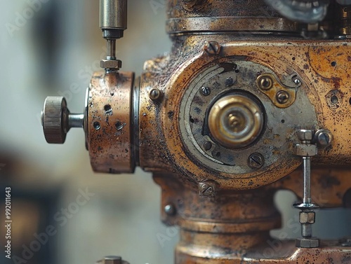 Close-up of Rusty Industrial Machine Gears