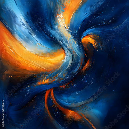 vibrations and motion in syntony. use deep blue and deep orange photo