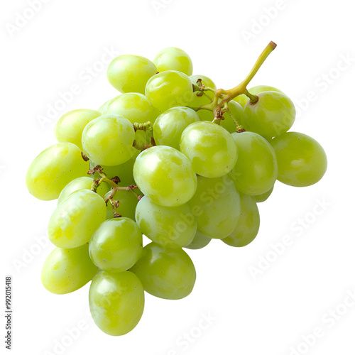  Seedless Fruits - Thompson Seedless Grapes. A cluster of Thompson Seedless Grapes with a light green color, isolated on transparent backdrop. photo