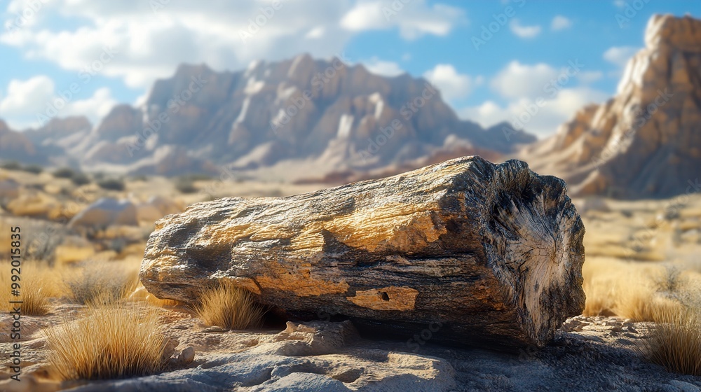 Petrified Wood in a Desert Landscape Petrified Wood in a Desert Landscape