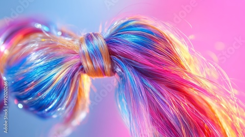 Pigtails contrasted against a neon backdrop. photo