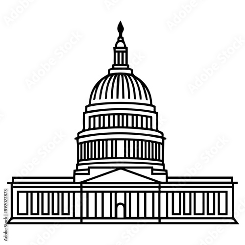 congress icon or modern line symbol. Vector line art and icon design with bold outline. Black and white Pixel Perfect minimalistic symbol isolated white background. Silhouette simple thin sign