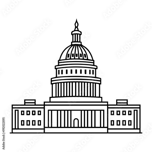 congress icon or modern line symbol. Vector line art and icon design with bold outline. Black and white Pixel Perfect minimalistic symbol isolated white background. Silhouette simple thin sign