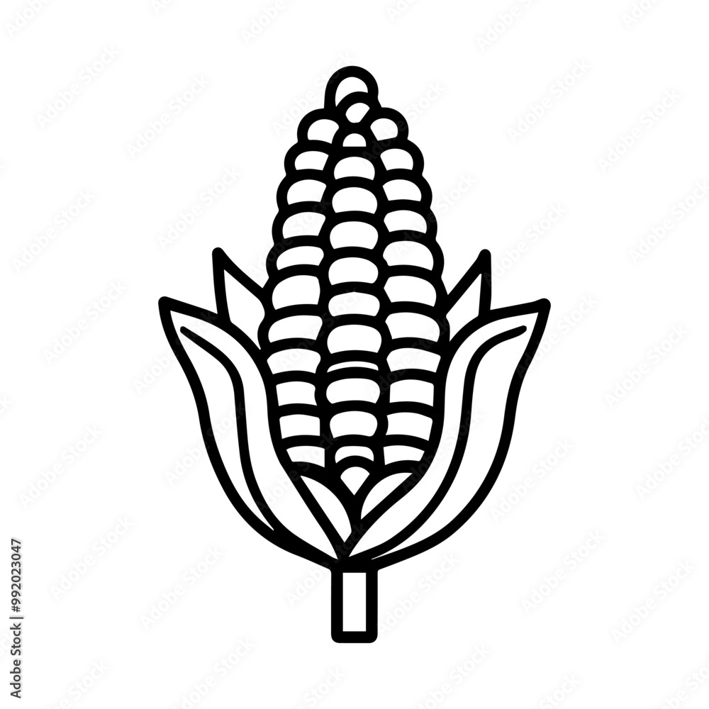 corn icon or modern line symbol. Vector line art and icon design with bold outline. Black and white Pixel Perfect minimalistic symbol isolated white background. Silhouette simple thin sign corn icon or modern line symbol. Vector line art and icon design with bold outline. Black and white Pixel Perfect minimalistic symbol isolated white background. Silhouette simple thin sign