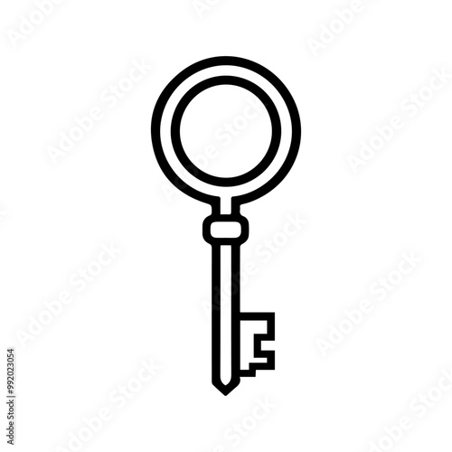 key icon or modern line symbol. Vector line art and icon design with bold outline. Black and white Pixel Perfect minimalistic symbol isolated white background. Silhouette simple thin sign