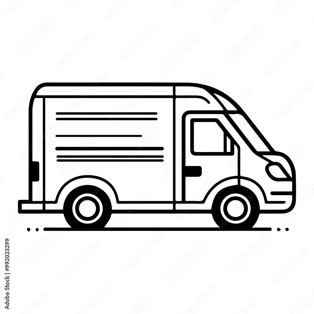 van icon or modern line symbol. Vector line art and icon design with bold outline. Black and white Pixel Perfect minimalistic symbol isolated white background. Silhouette simple thin sign van icon or modern line symbol. Vector line art and icon design with bold outline. Black and white Pixel Perfect minimalistic symbol isolated white background. Silhouette simple thin sign