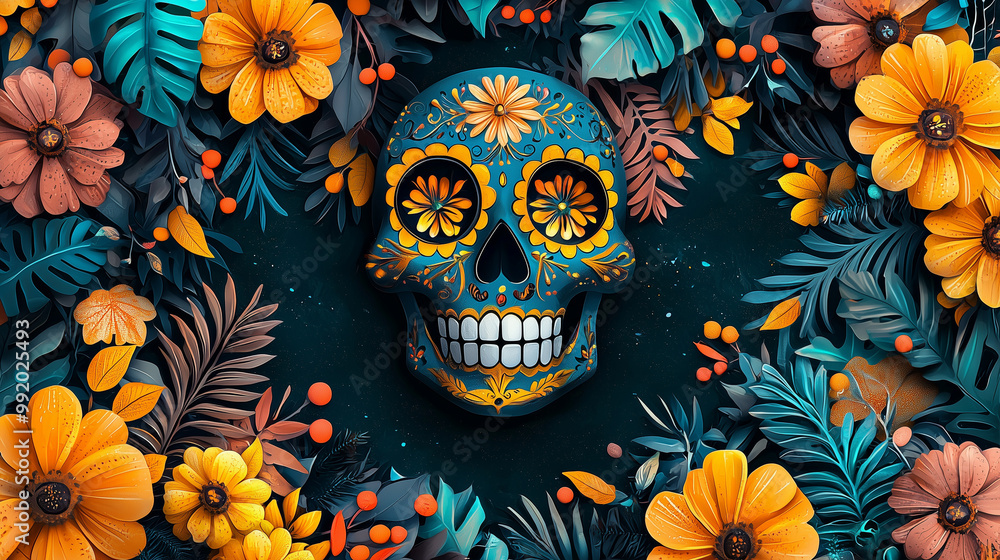 colorfull mexican skull halloween background colorfull mexican skull halloween background