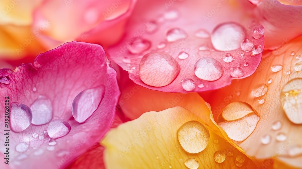 Delicate rose petals adorned with water Delicate rose petals adorned with water