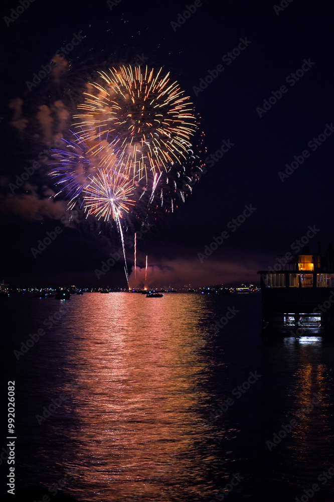 Watching Fireworks Display From Aboard Boats in Lake - 4302
