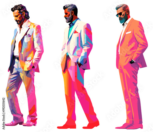 Pop art colorful and minimalist illustration of man dull body shot