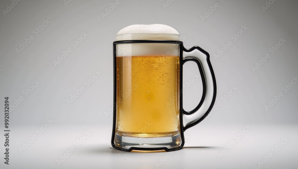 Black-outlined drawing of a mug holding light beer Black-outlined drawing of a mug holding light beer