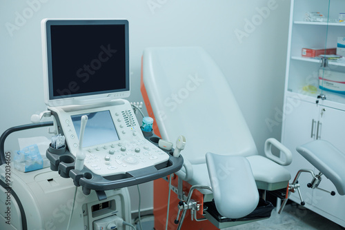 Ultrasound machine for body examination. Modern apparatus in the doctor's office.