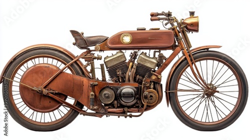 Obraz na płótnie A visually captivating antique motorcycle with an imaginative and classic design, set against a w salonie