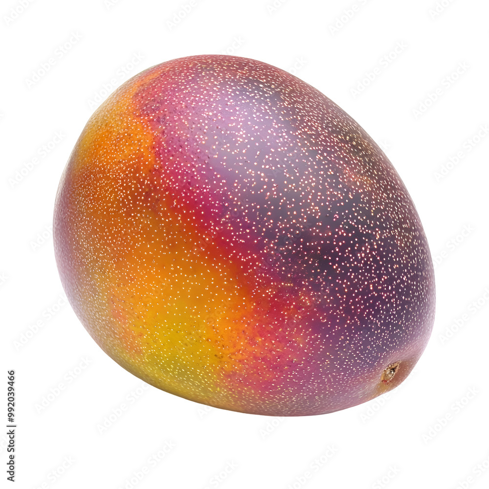 Obraz premium Stone Fruits - Mango. A whole Mango with a smooth, colorful skin, isolated on transparent backdrop.