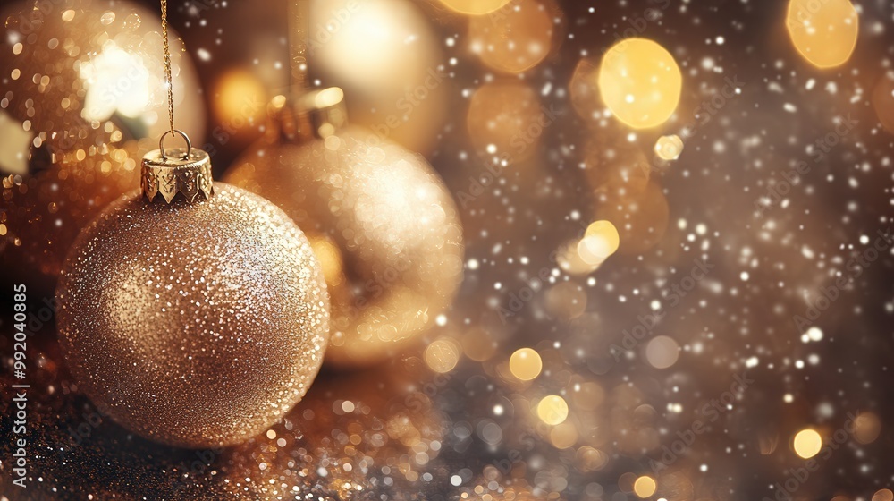 A gold ornament with a silver chain hangs from a tree A gold ornament with a silver chain hangs from a tree