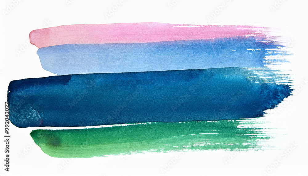 Fototapeta premium Abstract brush strokes, colorful pattern. Watercolor painting style. Design element, white backdrop