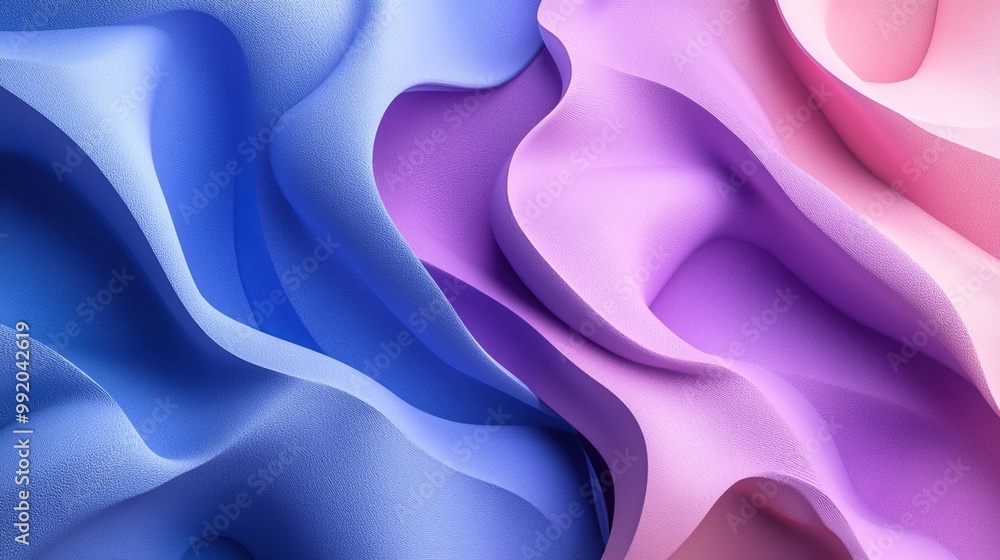 Fototapeta premium A high-resolution, minimalist abstract background featuring fluid waves of vibrant colors in shades of blue and purple. 