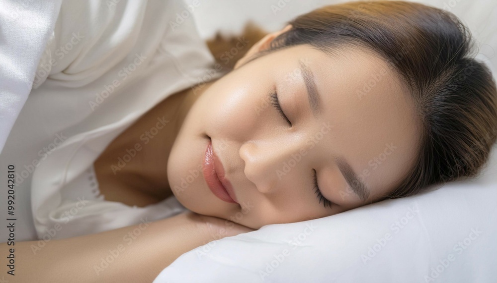 Person sleeping peacefully in bed, symbolizing rest, relaxation, and dreams. Person sleeping peacefully in bed, symbolizing rest, relaxation, and dreams.