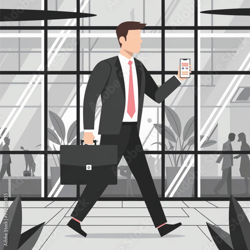 Businessman walking Flat vector illustration