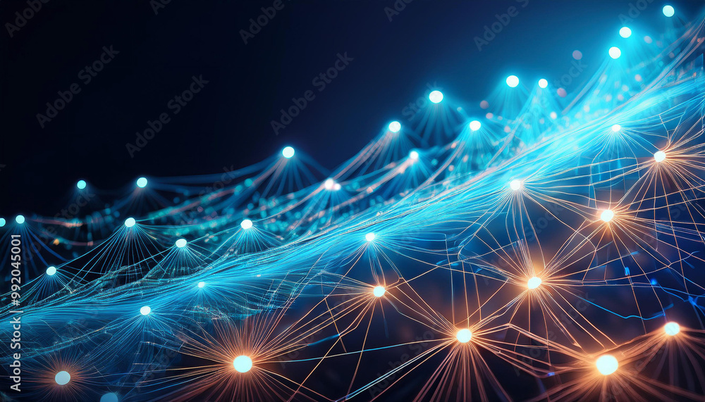 Fototapeta premium Close-Up of Digital Networks and Connectivity, Representing the Internet and Online Communication