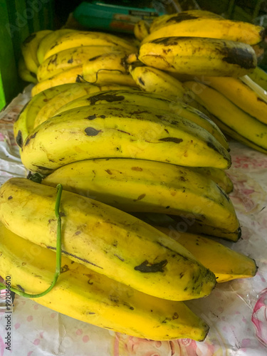 colorful South American fruits and vegetables, tubers, red, yellow, green, banana, potato, fruit