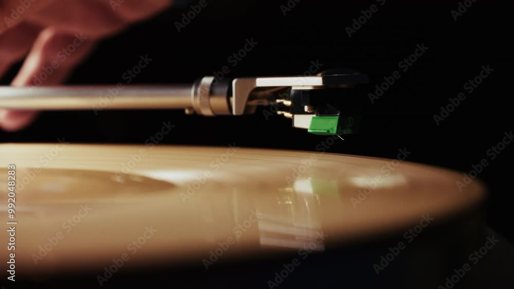 Extreme close-up/ macro shot of a record needle on the record Extreme close-up/ macro shot of a record needle on the record