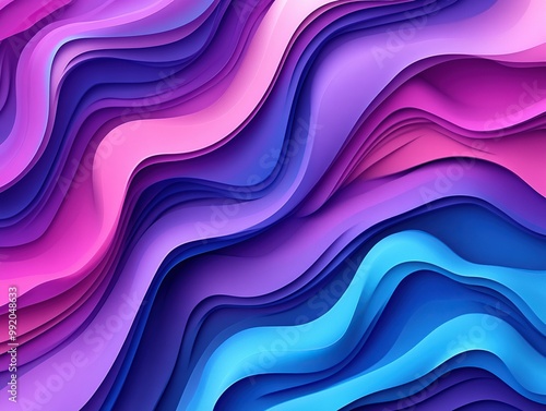 A high-resolution, minimalist abstract background featuring fluid waves of vibrant colors in shades of blue and purple.